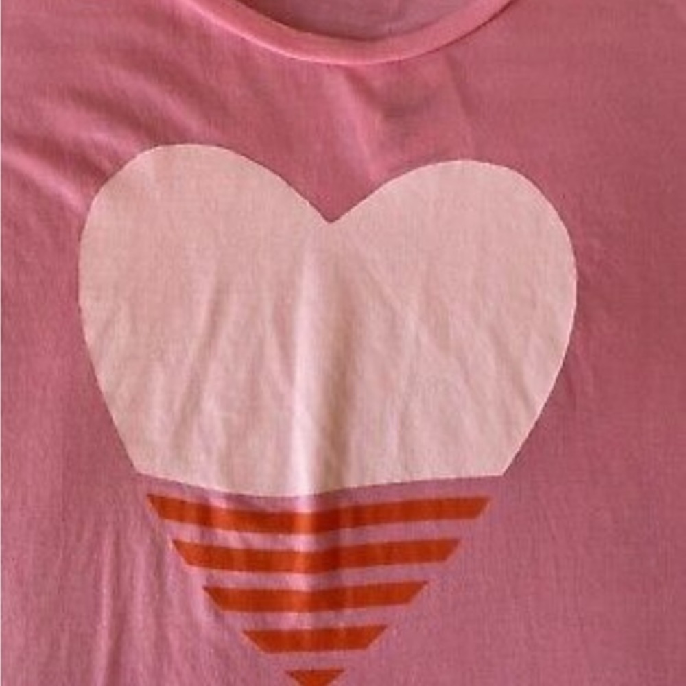 SUNDRY Size 1 Small 4-6 Pop Peach Pink Gradient Heart T-Shirt Cotton Modal NWT - Picture 3 of 4